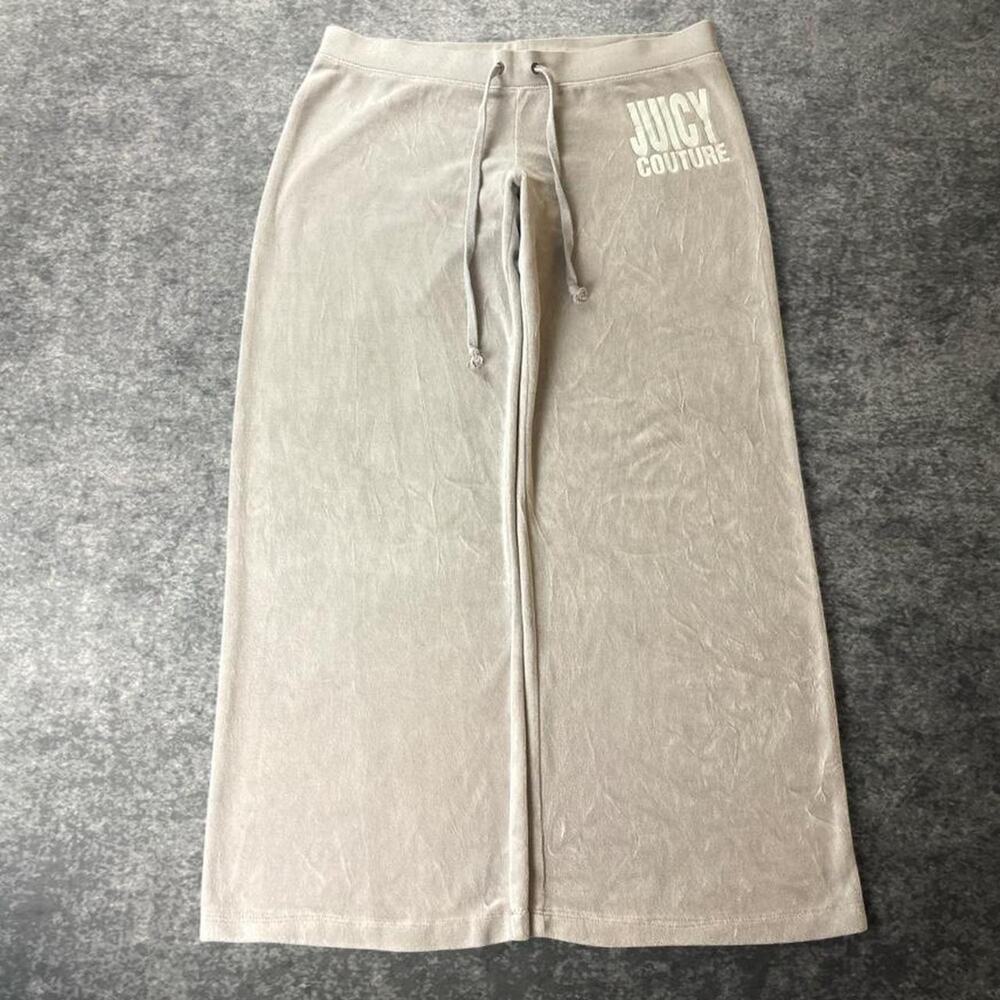 Vintage Y2K Juicy Couture Womens L Light Purple Velour Wide Leg Track Pants Logo
